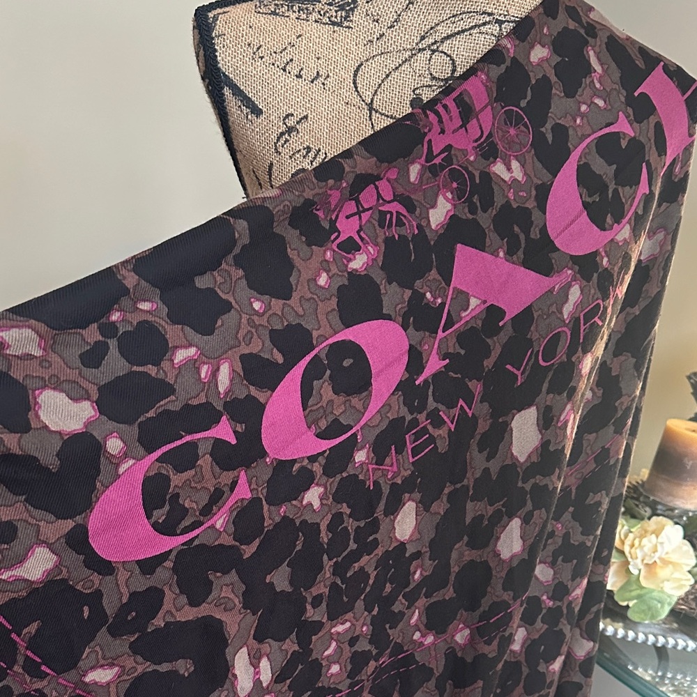 Coach Black and Purple Ocelot 53x53 Scarf NWOT
